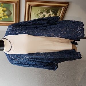 LULAROE blue cutout cover up blue size large layering piece